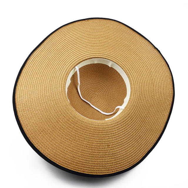 Wide brim straw bow beach hat