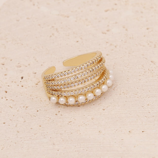 Luxury pearl beads copper rings