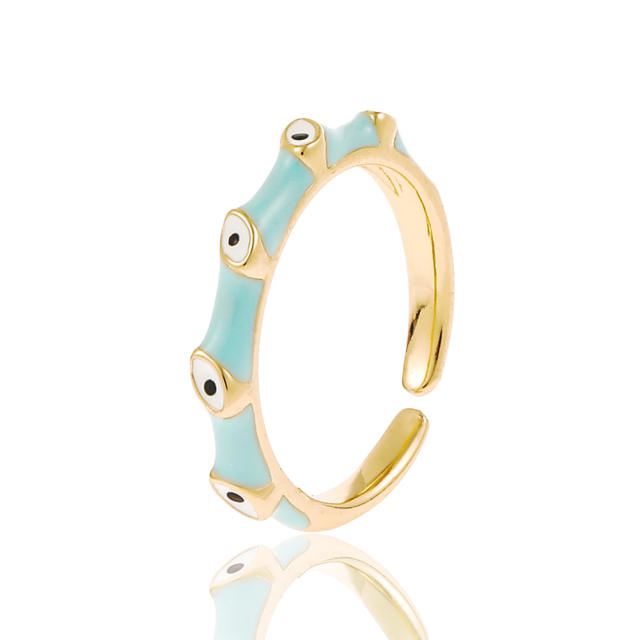 Personality color enamel evil eye openning rings