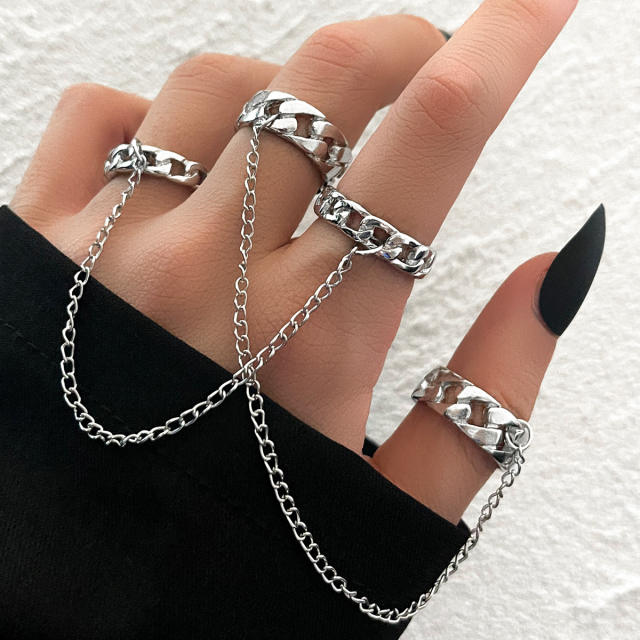 Personality punk chain rings
