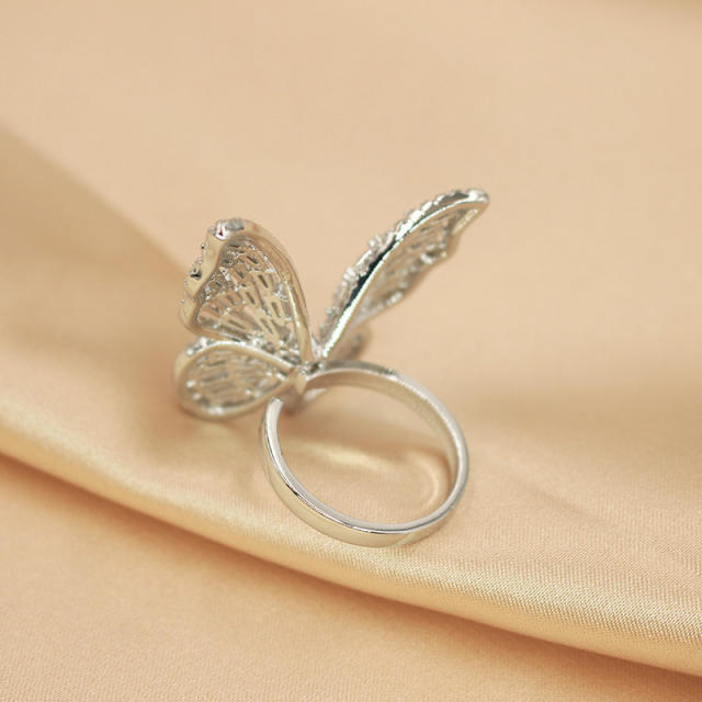 Luxury cubic zircon butterfly INS rings for women