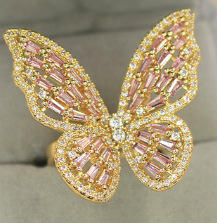Luxury cubic zircon butterfly INS rings for women