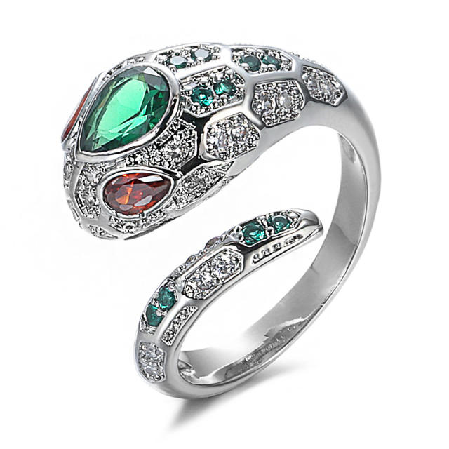 New inlaid color zircon open ring