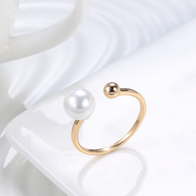 Fashion single pearl open ring