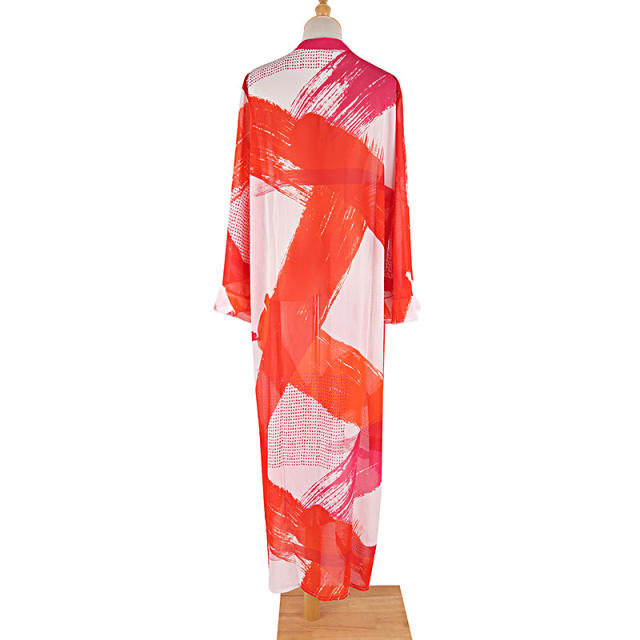 Printed long sleeve beach dress
