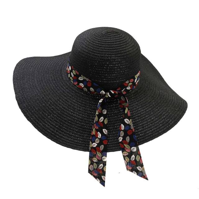 Ribbon straw beach hat