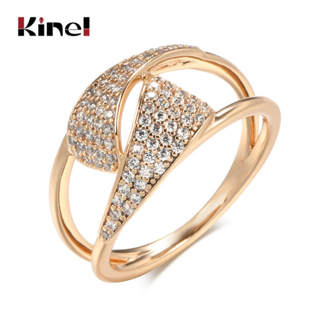 Korean-style double-layer inlaid zircon rose gold ring