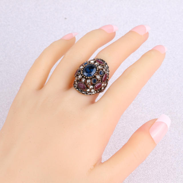National trend color glass crystal luxury rings