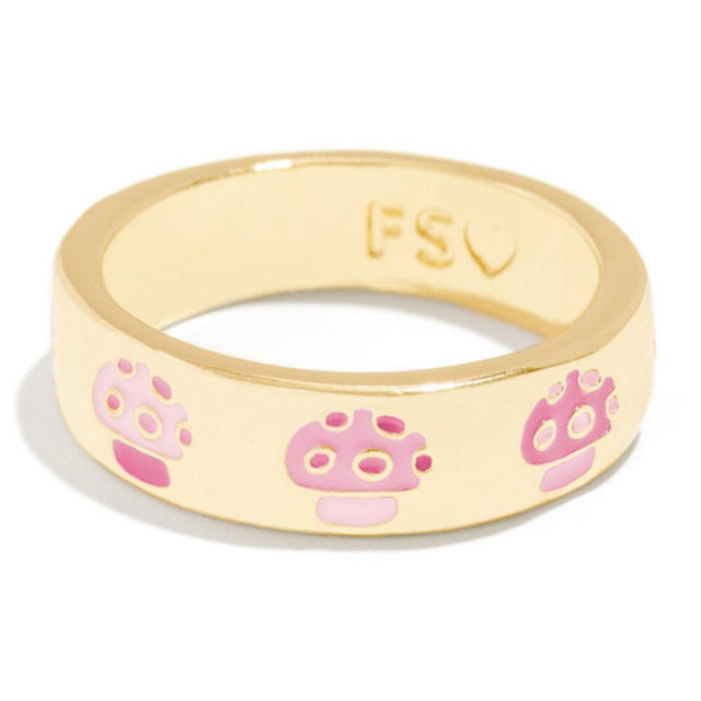 Enamel flower letter stainless steel rings