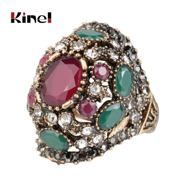 National trend color glass crystal luxury rings