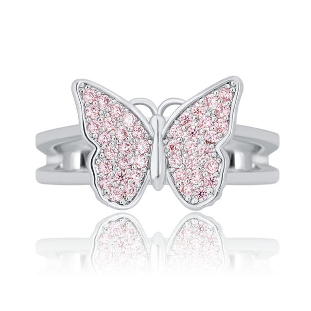 Fashion full zircon butterfly open ring