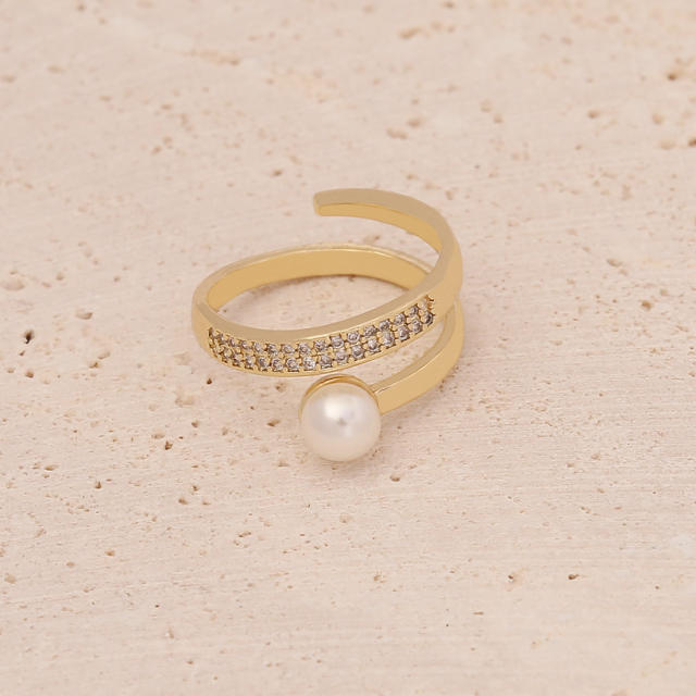 Luxury pearl beads copper rings