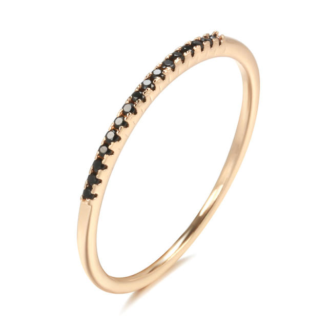 Fashion inlaid black zircon rose gold ring