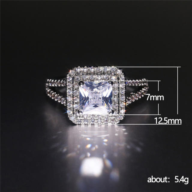 Concise princess cut 7mm diamond rings
