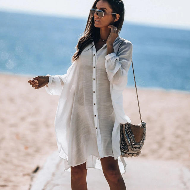 Long shirt cardigan swimsuit cover up