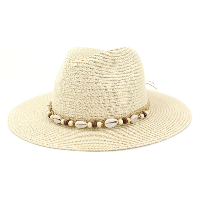 Shell design straw fedora hat