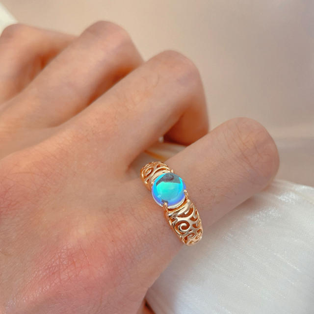 Fashion Color zircon hollow ring