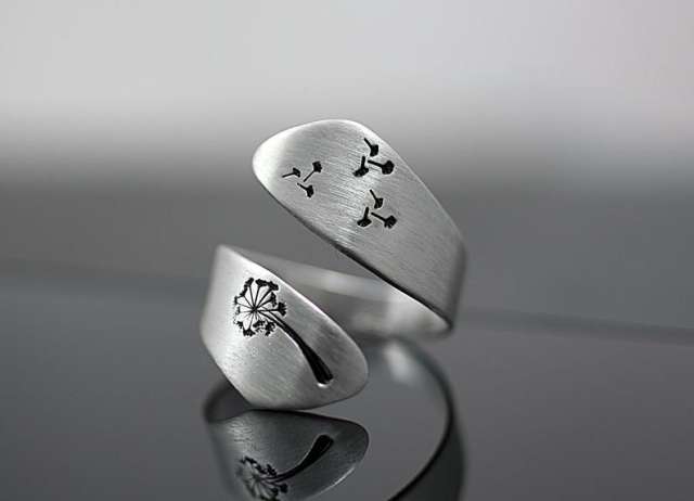 Dandelion printed casual openning rings