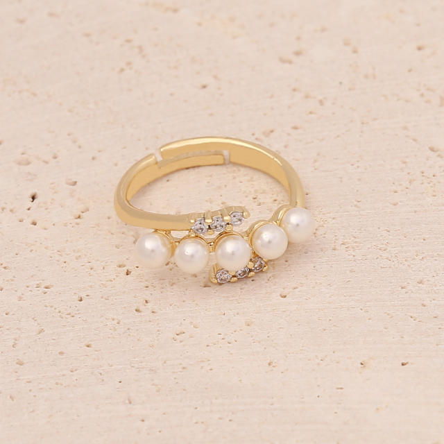 Luxury pearl beads copper rings