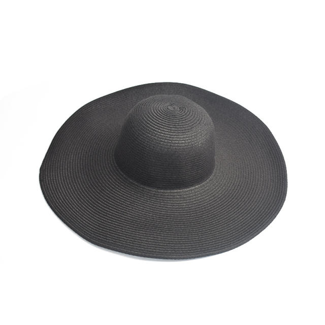 Solid color wide brim panama hat