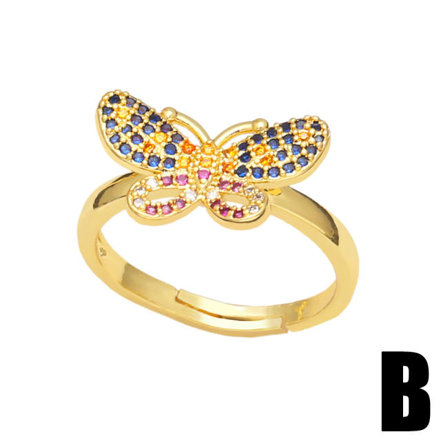 INS color cubic zircon butterfly openning rings