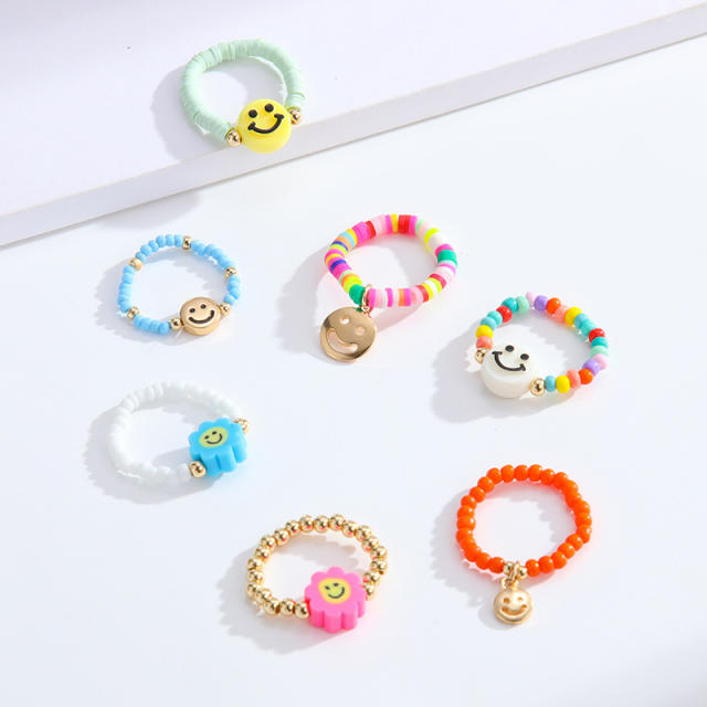 Boho color seed beads stackable rings