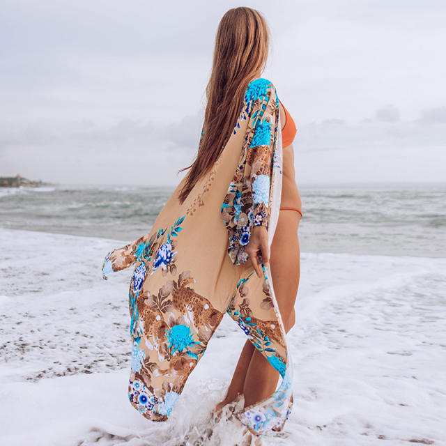 Printed loose Beach sun protection swimsuit cover up