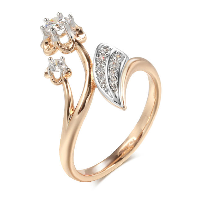 Fashion diamond two-tone open ring
