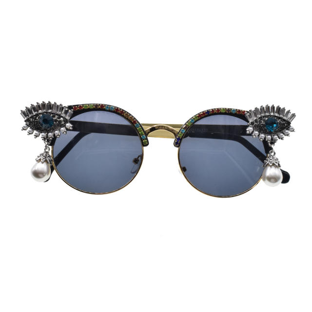 Fashion zircon pearl eye sunglasses