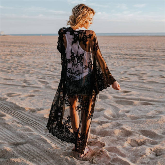 Lace sexy cardigan swimsuit cover up