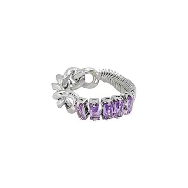 Personality silver color snake chain cubic zircon rings