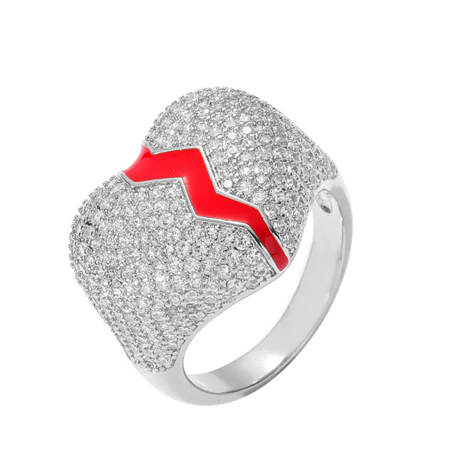 Hip hop zircon heart-shaped ring