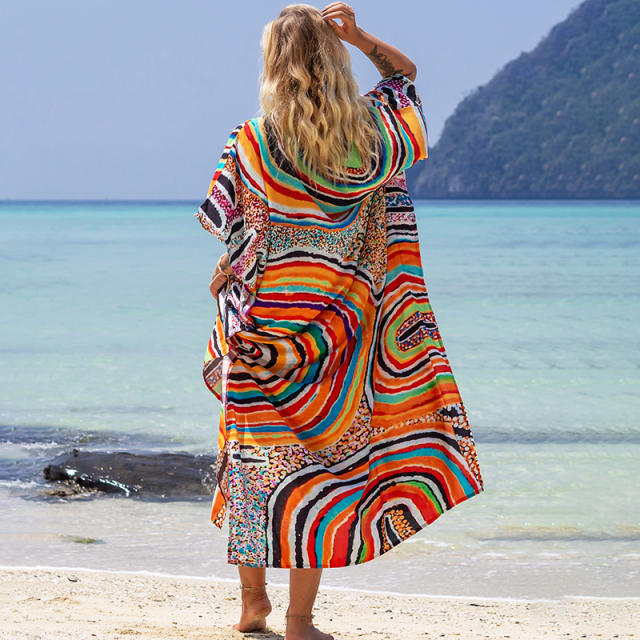Color patterned bikini cover up