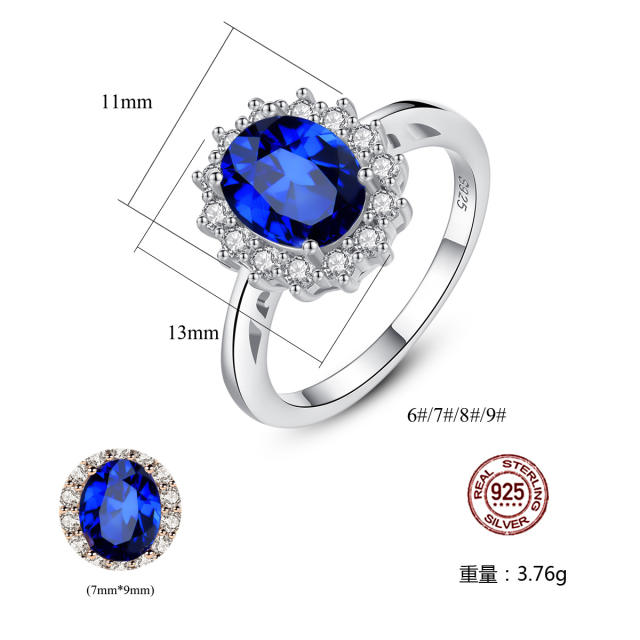 S925 sterling silver sapphire crystal diamond rings