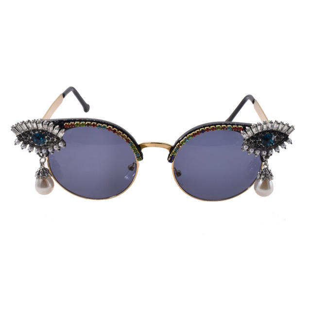 Fashion zircon pearl eye sunglasses