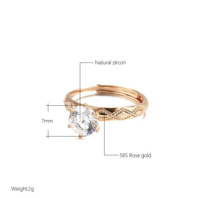 Luxury inlaid single large zircon ring