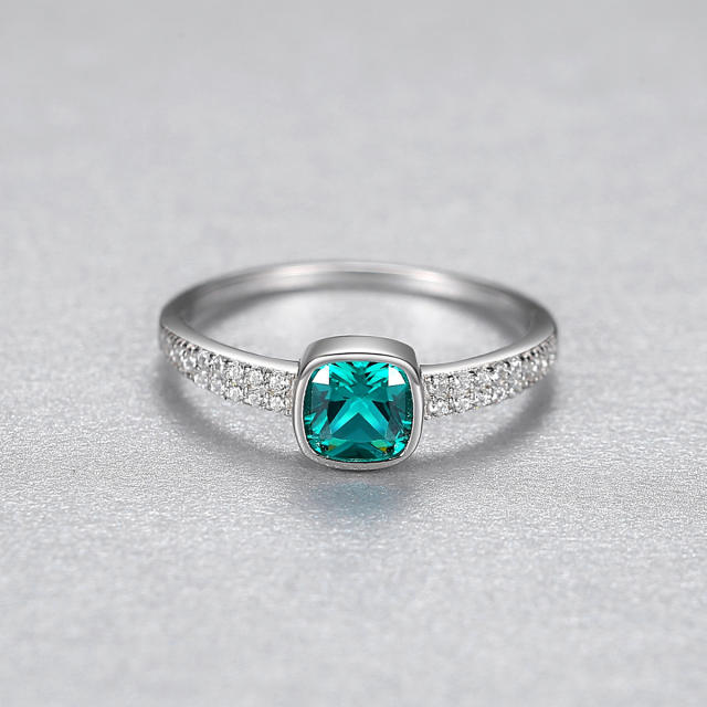 S925 sterling silver Emerald square wedding rings
