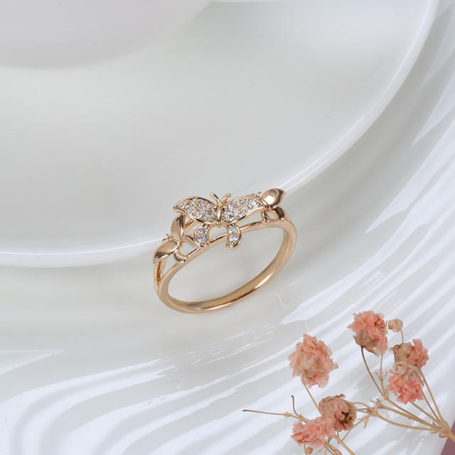 Korean-style diamond butterfly-shaped ring