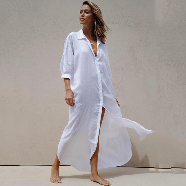Long shirt style swimsuit cover up