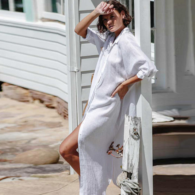 Long shirt style swimsuit cover up
