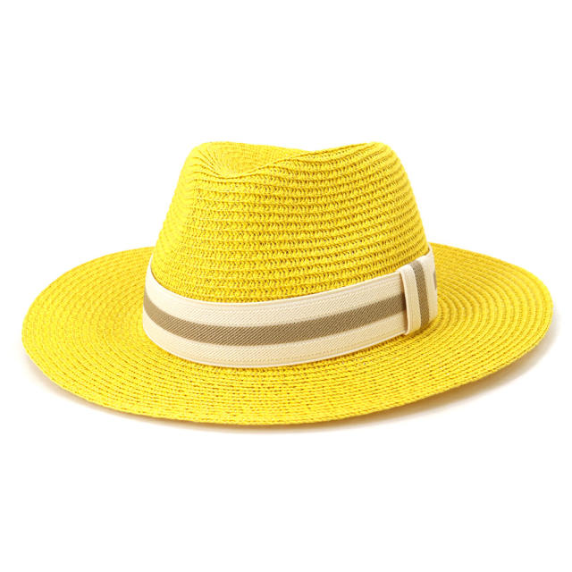 Colorful straw fedora hat