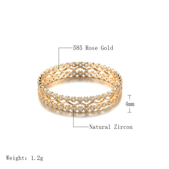 Fashion double row Diamond hollow ring