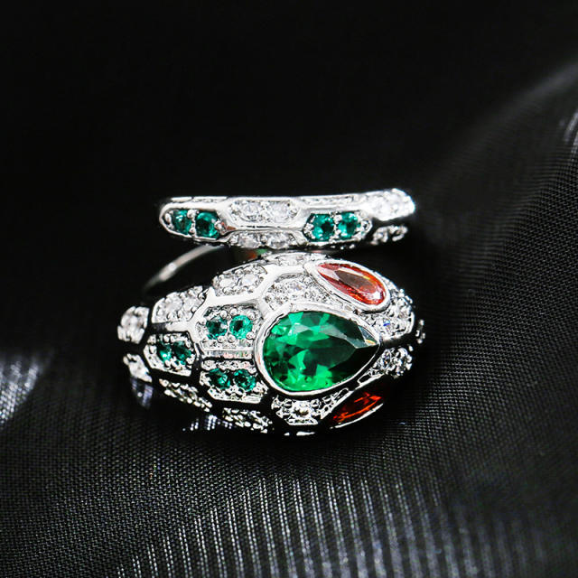 New inlaid color zircon open ring