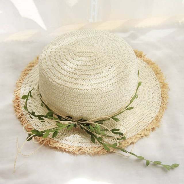 Vines bow straw boater hat