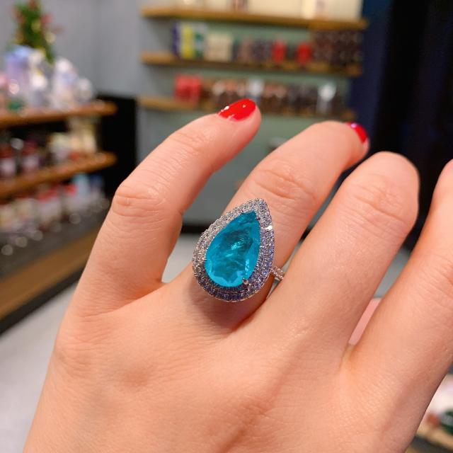 Luxury color cubiz zircon drop finger rings