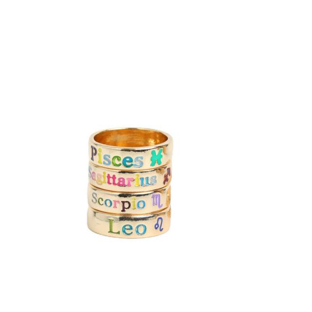 INS enamel zodiac series stainless steel ring bands