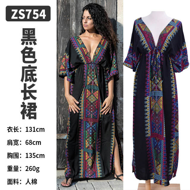 Bohemian printing beach dress