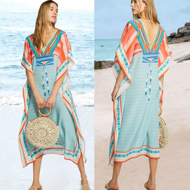 Chiffon printed beach dress
