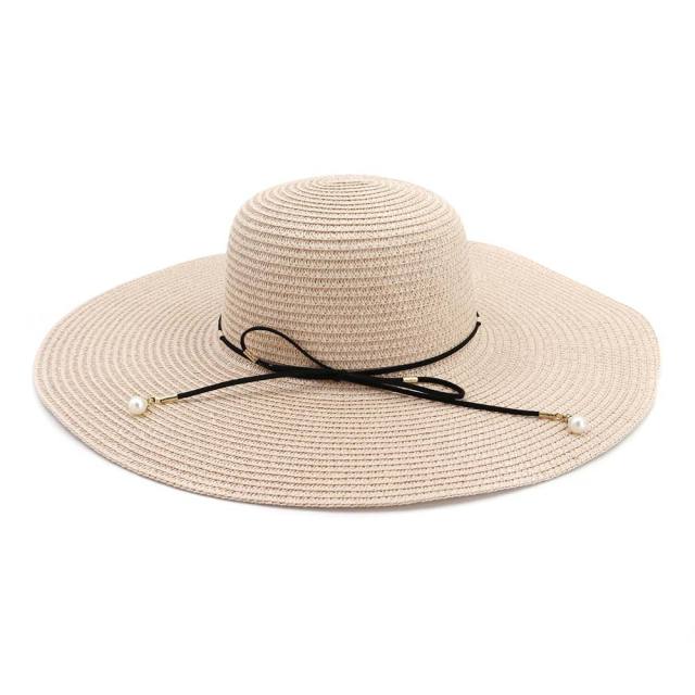 Wide brim solid color beach hat