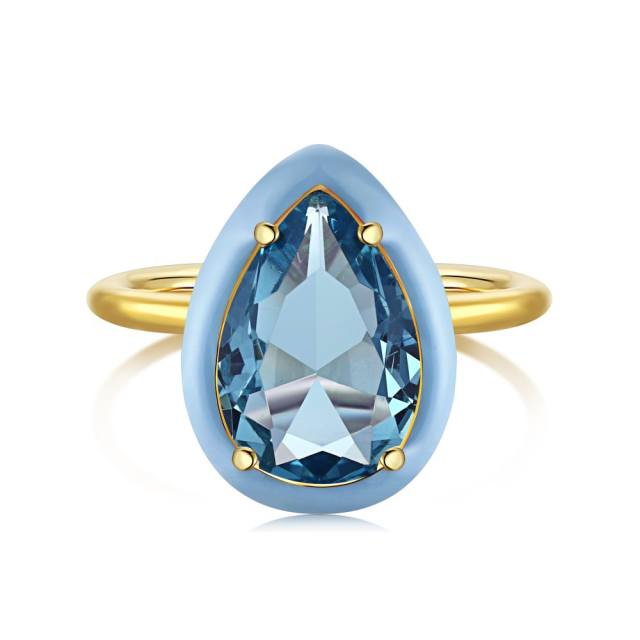 INS pear cut colorful crystal S925 sterling silver rings